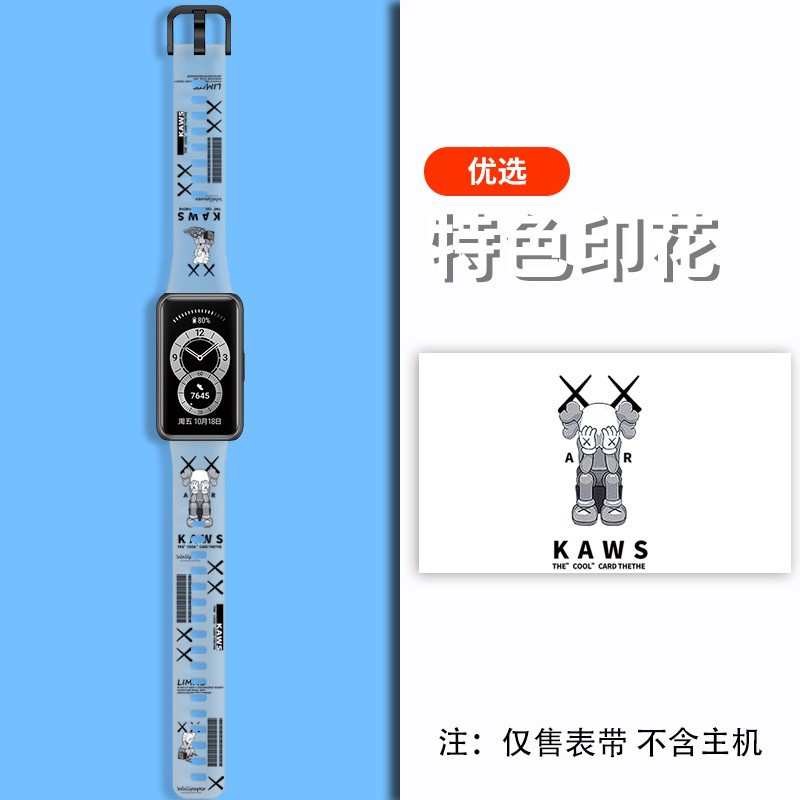 Dây đeo đồng hồ thông minh bằng silicon trong suốt in họa tiết hoạt hình thiết kế mới cho Huawei Band 6/Honor Band 6