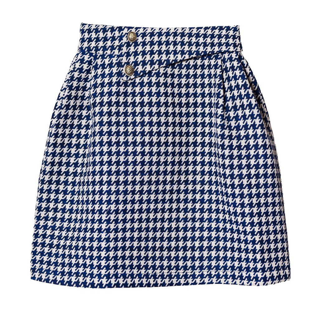 Chân váy xòe chữ A dáng ngắn họa tiết đính khuy đai cách điệu xinh xắn LOLEM CLothing - Cvx344