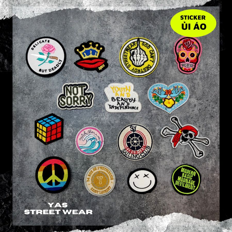 Sticker ủi thêu cao cấp có keo sẵn làm miếng dán quần áo, miếng dán áo rách, trang trí balo, quần áo