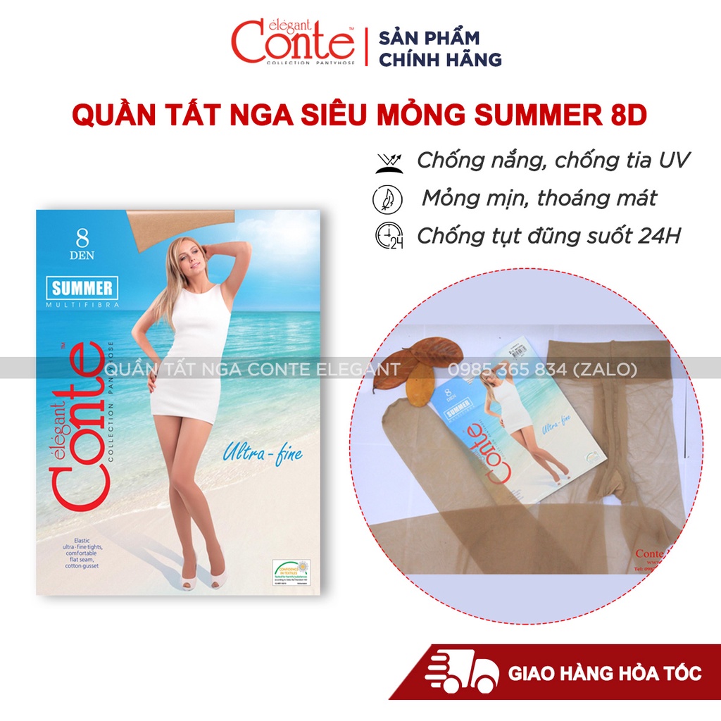 Quần tất Nga siêu mỏng Summer 8D CONTE chống nắng, mỏng mịn cho mùa hè, màu da chân, siêu dai bền, chính hãng - Contevn