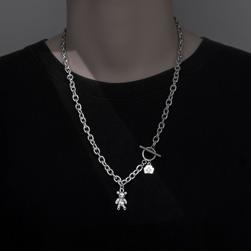Vòng Tay Lắc Tay Dạng Dây Chuỗi Thiết Kế Khóa Gài Gấu Bear Đơn Giản Cho Nam Và Nữ Titan Cuban - TIN Chain - Maxshopdoc