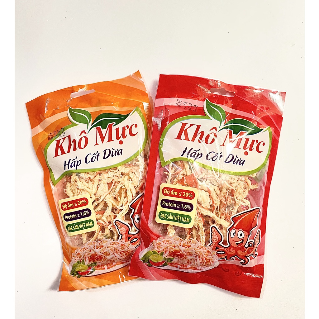 Khô mực xé sợi hấp nước dừa, kèm tương ớt hàng Việt Nam đồ ăn vặt Hà Nội
