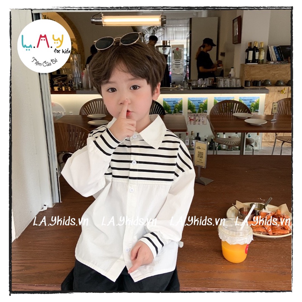 Áo Đôi Sơmi Bé Trai Áo Váy Bé Gái Cải Kẻ Đen Trắng L.A.Y kids