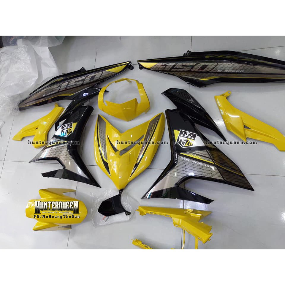 Tem Exciter 150. Tem Y15ZR đen vàng. Chất liệu candy. Chỉnh sửa theo yêu cầu. Sắc nét, bền màu, chống nước