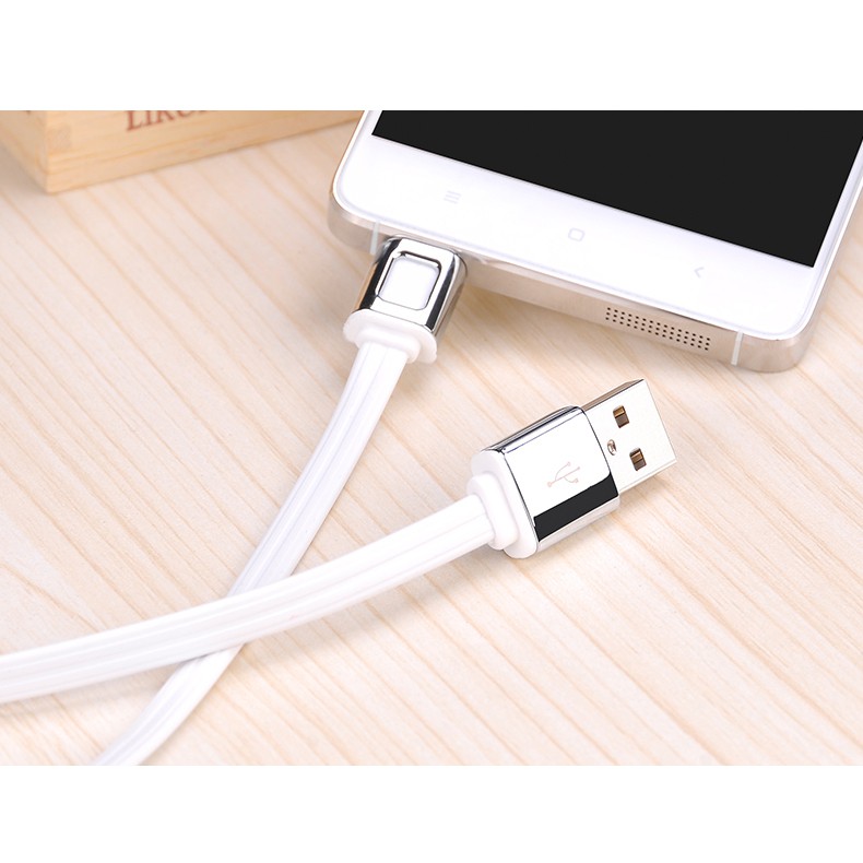 [Chính Hãng] Cáp HOCO UPM11 MicroUSB QC2.0 (Đầu xi mạ Kim loại bóng, Dây dẹp dẻo)