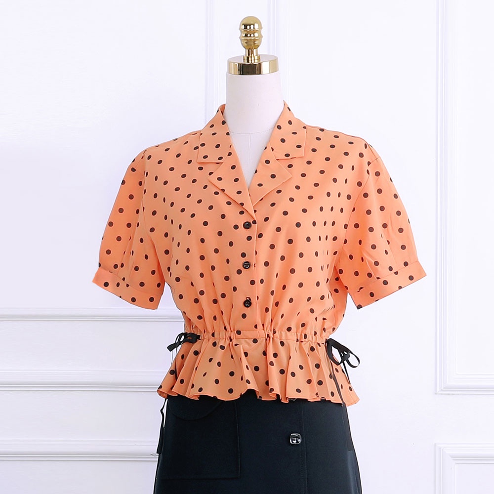 Sơ mi kiểu nữ, voan họa tiết, thun eo, dịu dàng và nữ tính, hàng thiết kế cao cấp TK Fashion - SMK757