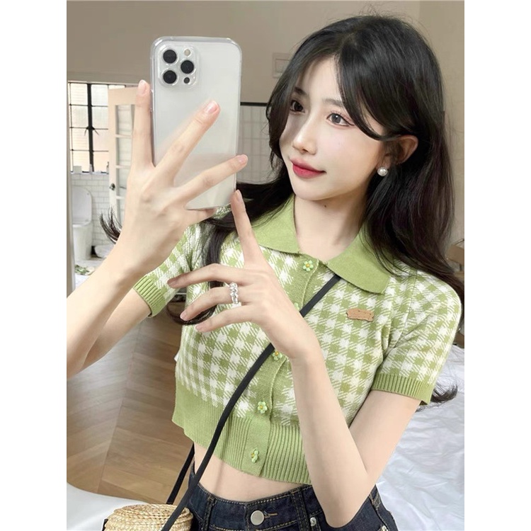 Áo len sợi nút bông hoa, phong cách Hàn Quốc siêu dễ thương, hàng thiết kế chuẩn form như hình