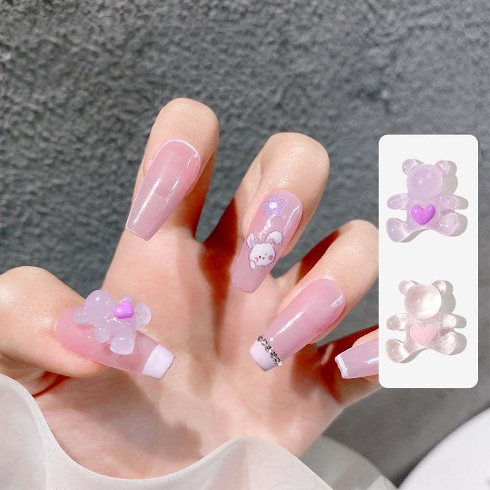 Set 10 Phụ Kiện Trang Trí Móng Tay 3D Trong Suốt Phong Cách Nhật Bản