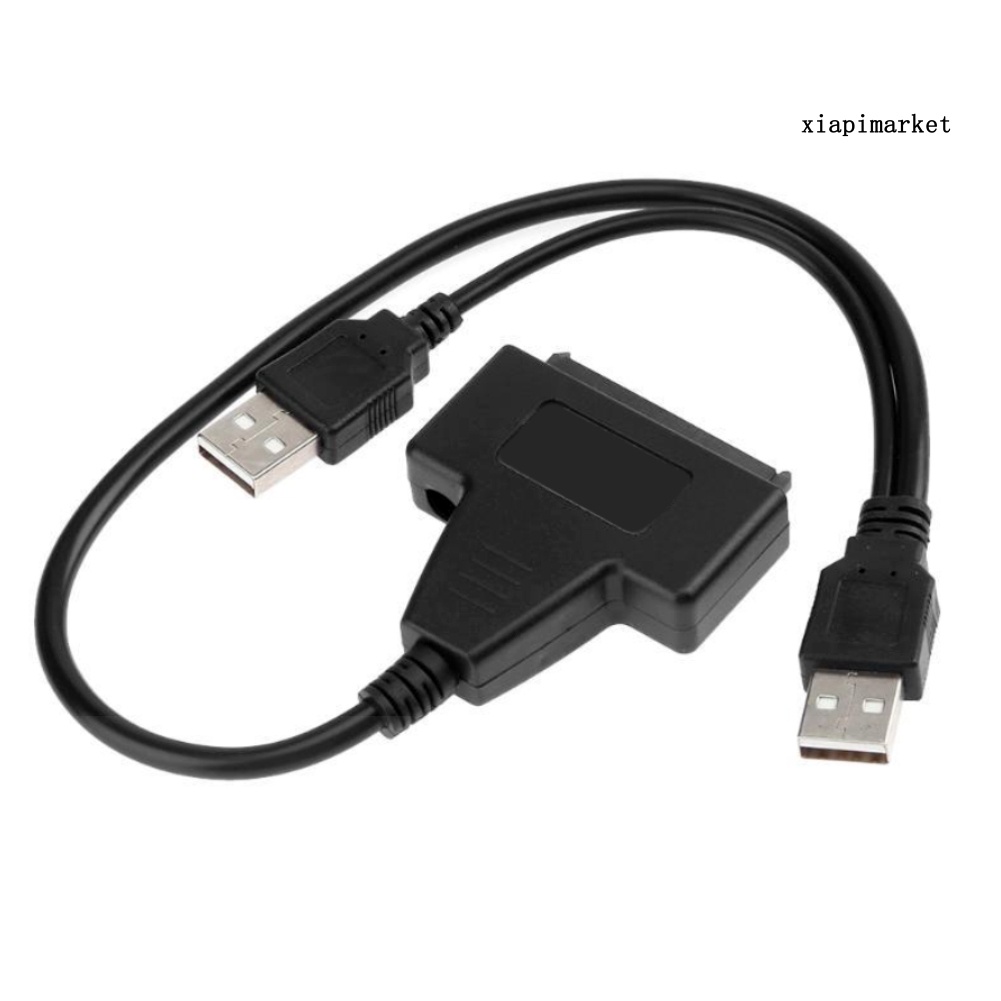 LOP_Dual USB 2.0 to SATA 7+15Pin Adapter Cable Converter for 2.5inch Hard Drive Disk