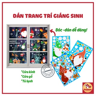 Đèn + miếng dán tĩnh điện trang trí cửa kính decor giáng sinh, decor noel có thể tái sử dụng nhiều lần
