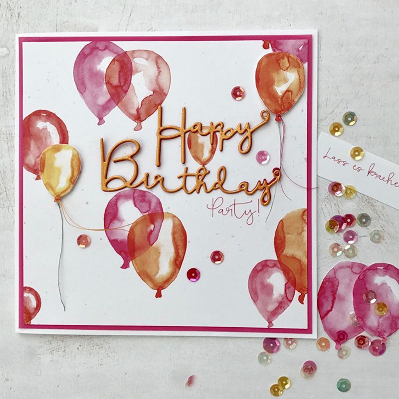 Khuôn Cắt Giấy Làm Từ Kim Loại Hình Chữ Happy Birthday Trang Trí Scrapbook