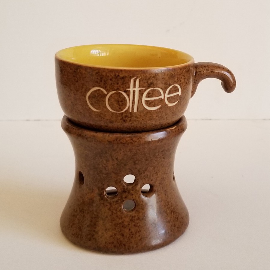 Đèn xông hương tinh dầu đốt nến kiểu ly coffee nâu