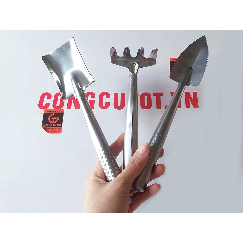 Bộ 3 dụng cụ trồng chậu cây bằng inox