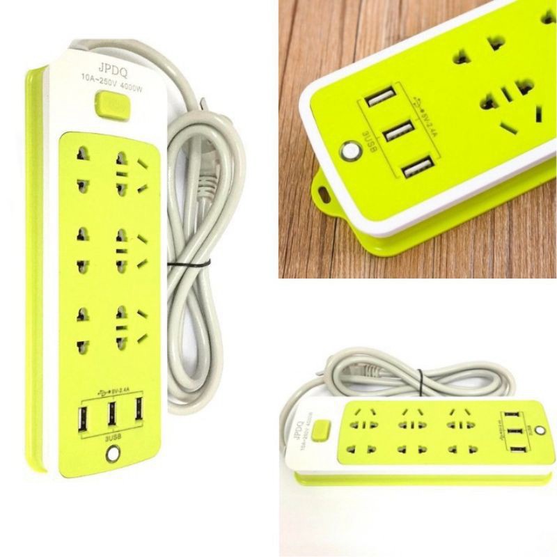 Ổ điện chống giật 6 lỗ và 3 cổng cắm USB đa năng thông minh