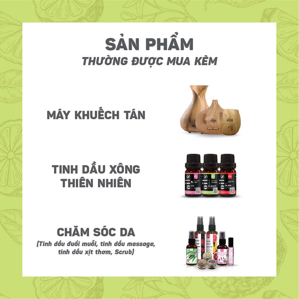 Tinh dầu xông Chanh Sần Haeva Cao Cấp, 100% Thiên Nhiên, giúp khử mùi, Hỗ trợ tiêu hoá, Chai 10ml/30m/100ml