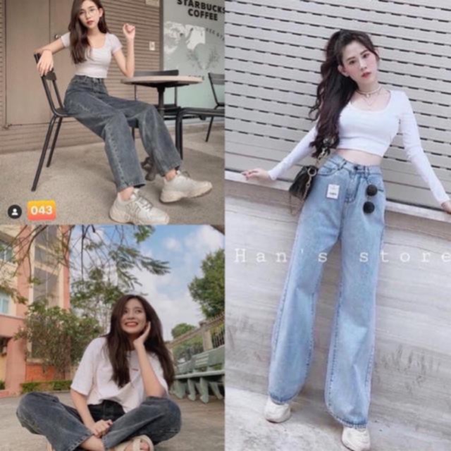 QUẦN ỐNG RỘNG SUÔNG NỮ, JEANS#3120