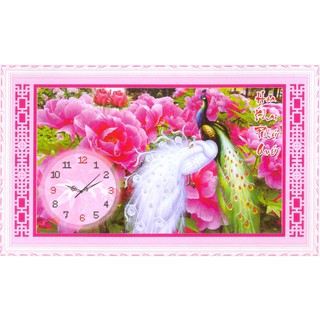 Tranh Thêu Chữ Thập 3D Đồng Hồ Phu Thê Viên Mãn 8339 (KHÁCH TỰ THÊU) KT:66X42CM
