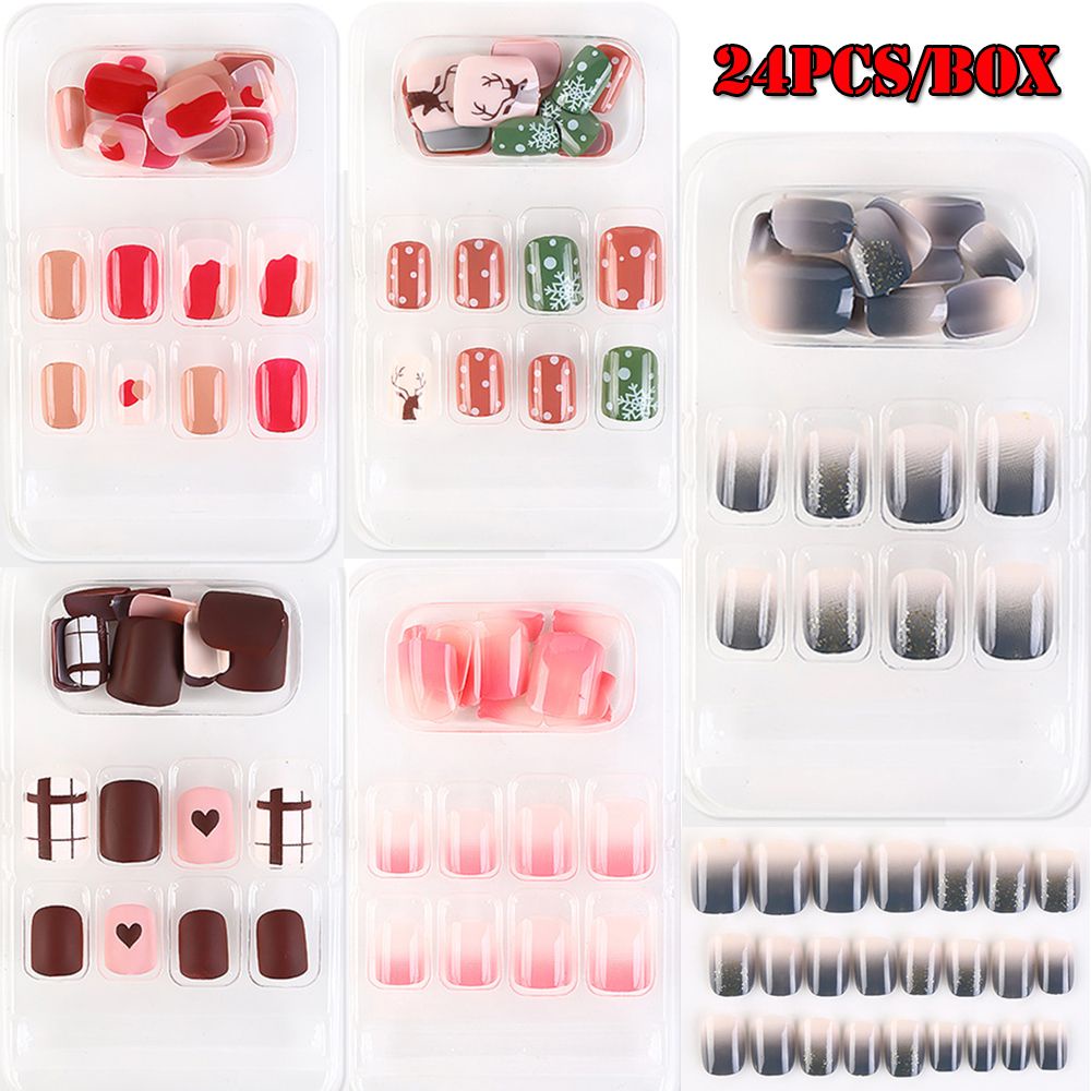 Móng Tay Giả Ngắn Bằng Acrylic Che Phủ Toàn Diện Thiết Kế Hình Học Có Thể Tháo Rời