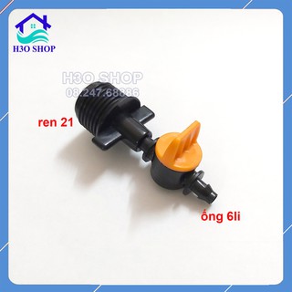 Van Khởi Thủy Kèm Chuyển Ren Ngoài 21mm Ra Ống Tưới 6mm