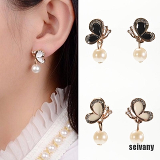 Khuyên Tai Hình Con Bướm Đính Ngọc Trai Nhân Tạo Thời Trang