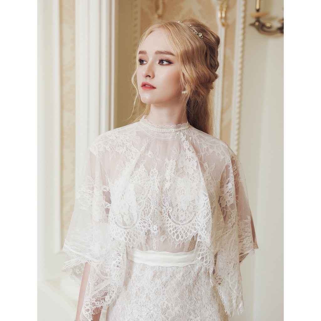 Đầm ren dự tiệc thiết kế ôm body, hở lưng, kèm áo khoác rời, mặc được 2 cách như hình (kèm hình thật) - Bentley