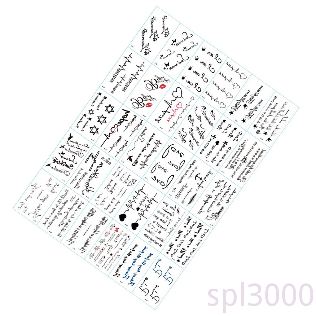 Hình xăm dán tạm thời chống nước lâu trôi chữ tiếng Anh và Hoa cho nam và nữ