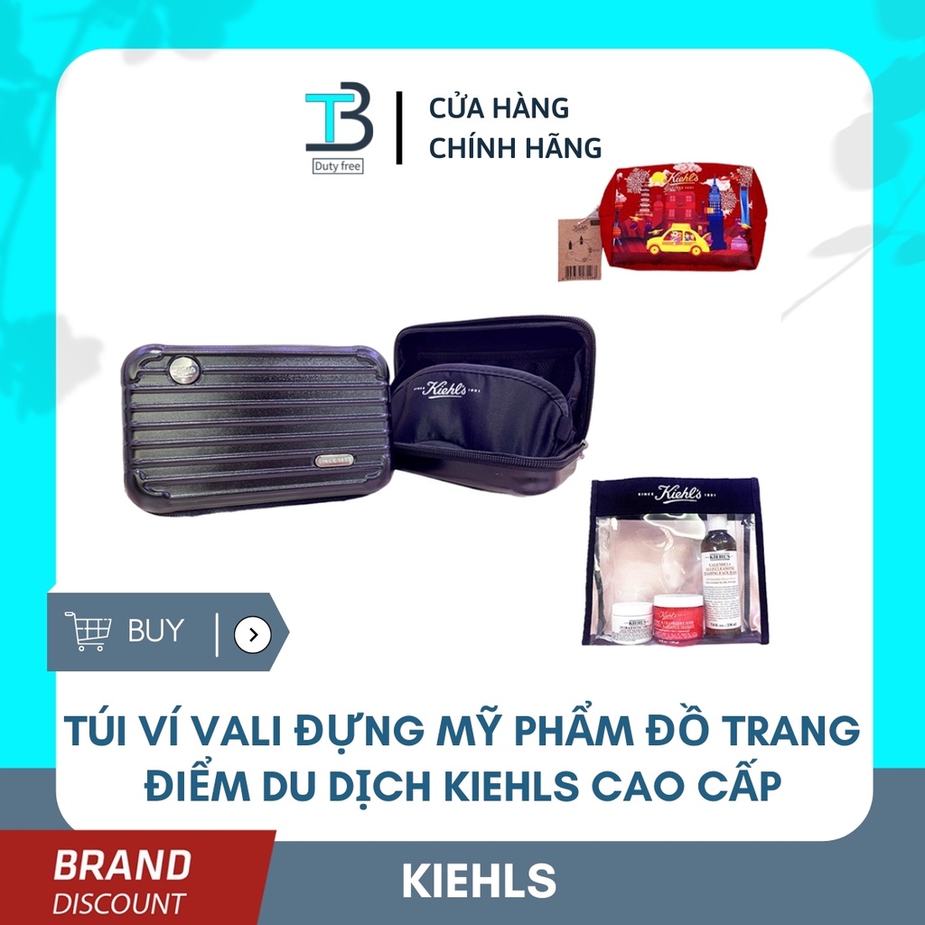 Túi ví vali đựng Mỹ Phẩm đồ trang điểm du dịch Kiehls hoạ tiết Cao Cấp Chính Hãng