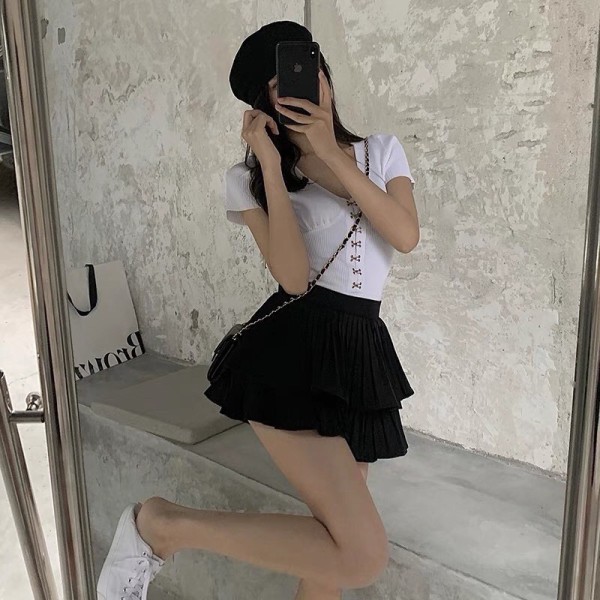 Chân Váy Ngắn 2 Tầng Xòe Hot Trend Hàng QCCC Loại 1, Chân Váy Nữ Bánh Bèo 3 Màu Đen Trắng Be Freeship Toàn Quốc | BigBuy360 - bigbuy360.vn