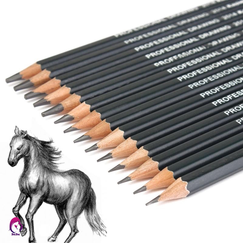 Bộ 14 bút chì vẽ phác hoạ nghệ thuật chuyên nghiệp 6H-12B