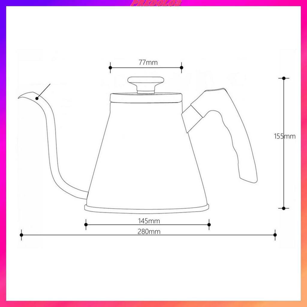 Ấm Đun Nước Nóng Cổ Ngỗng Màu Đen Có Tay Cầm Predolo2 40oz / 1200ML