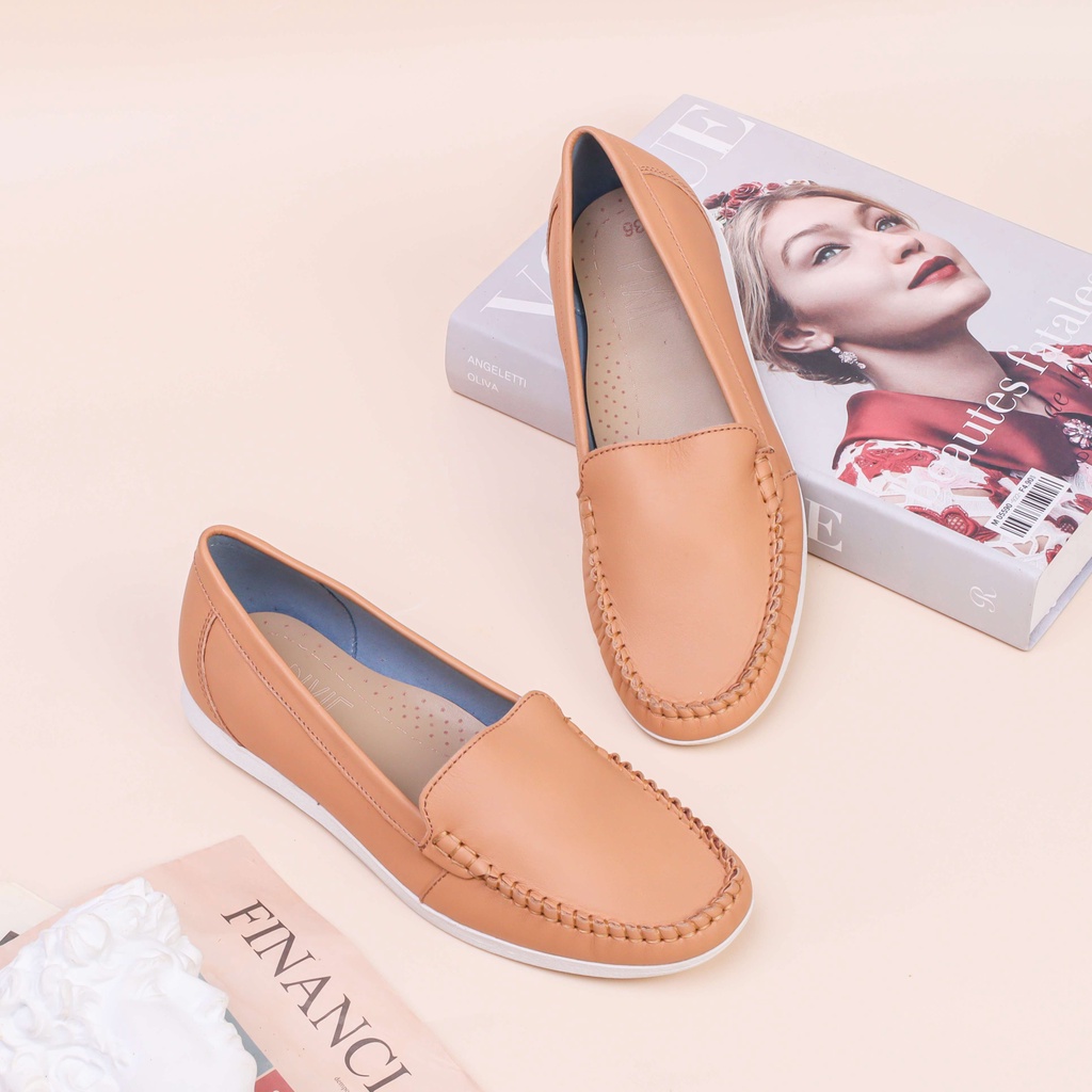 Giày Mọi Moccasin Da Thật Đế Cao Su Pixie X482