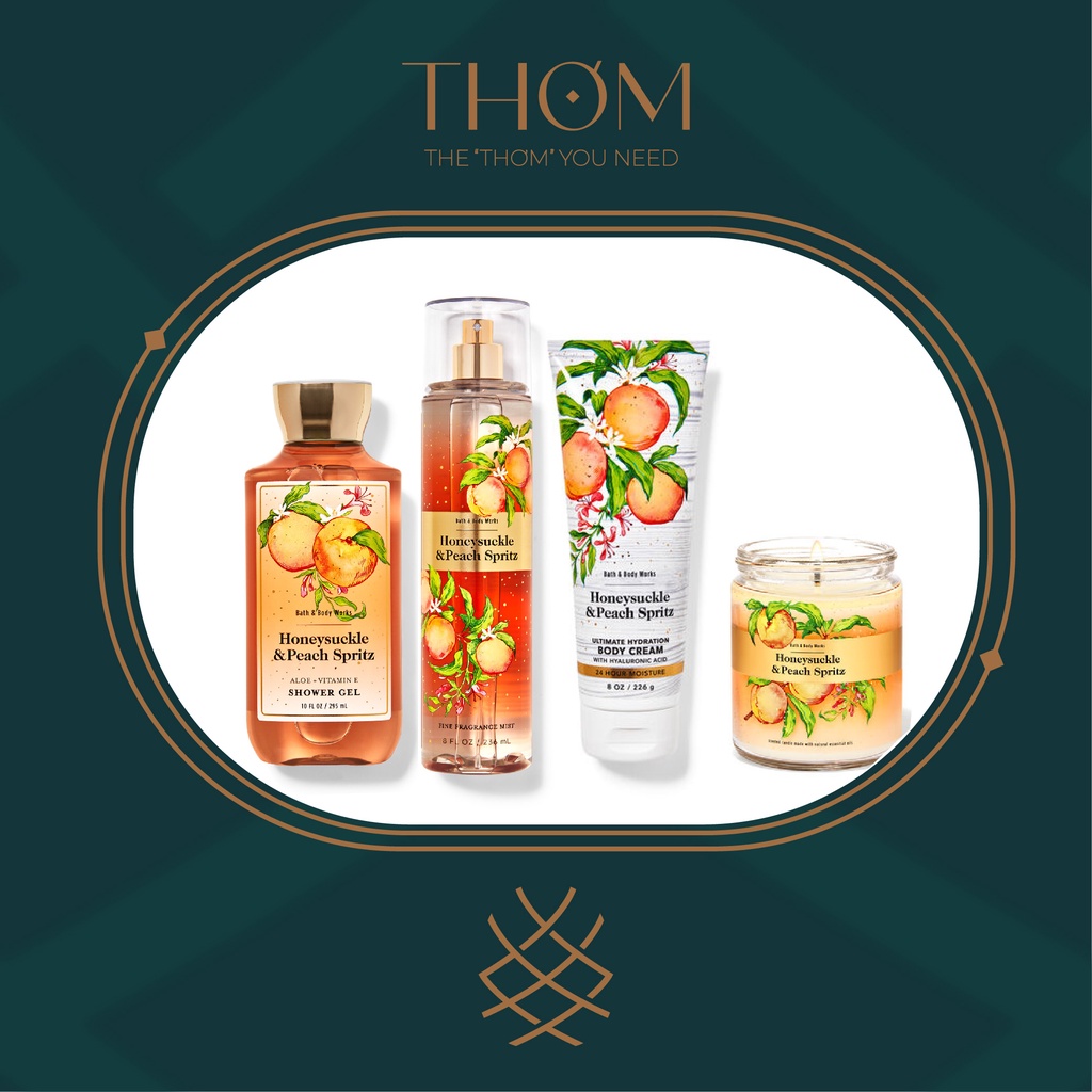 HONEYSUCKLE &amp; PEACH SPRITZ | | Sản Phẩm Tắm Dưỡng Xịt Thơm Toàn Thân Bath &amp; Body Works Body Mist Lotion Shower Gel