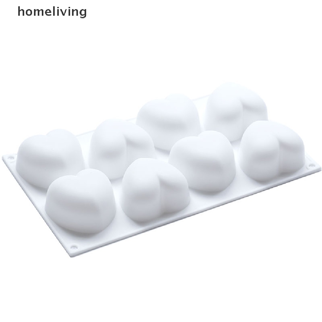 Khuôn Silicone 8 Lỗ Hình Trái Tim 3d Làm Xà Phòng / Kẹo Đường