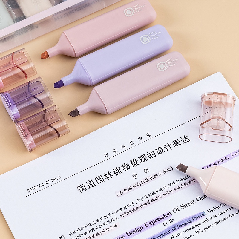 Set 4 Bút Đánh Dấu Đầu Mềm Dung Tích Lớn Bảo Vệ Mắt Cho Trường Học/Văn Phòng
