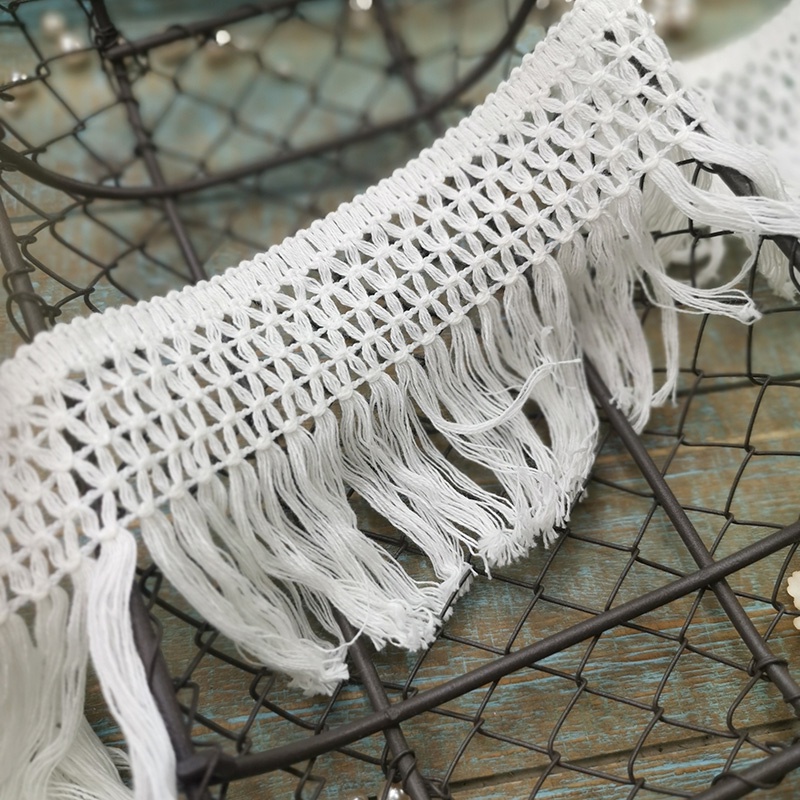 Cuộn Vải Ren Cotton Rộng 10CM Màu Trắng Hồng Dùng Làm Rèm Cửa DIY