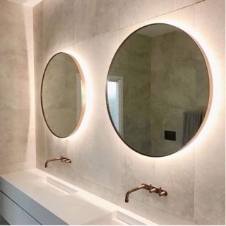 Gương inox vàng gold led hắt sau