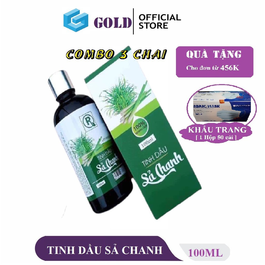 3 Chai Tinh Dầu Sả Chanh Nguyên Chất Đuổi Muỗi Xông Mặt Ngâm Chân Xoa Bóp