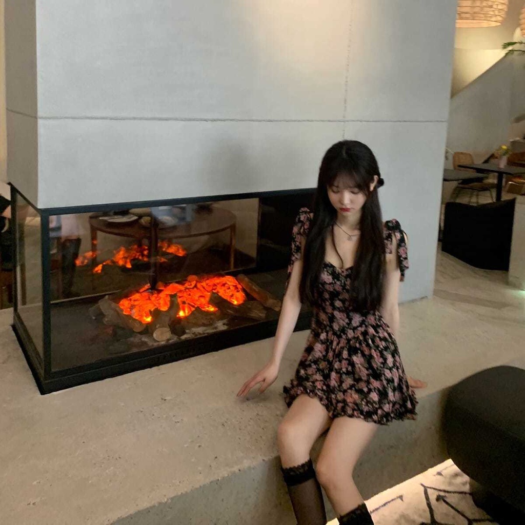 Đầm Hoa Hai Dây Thắt Nơ Thời Trang Mùa Hè Mới 2021