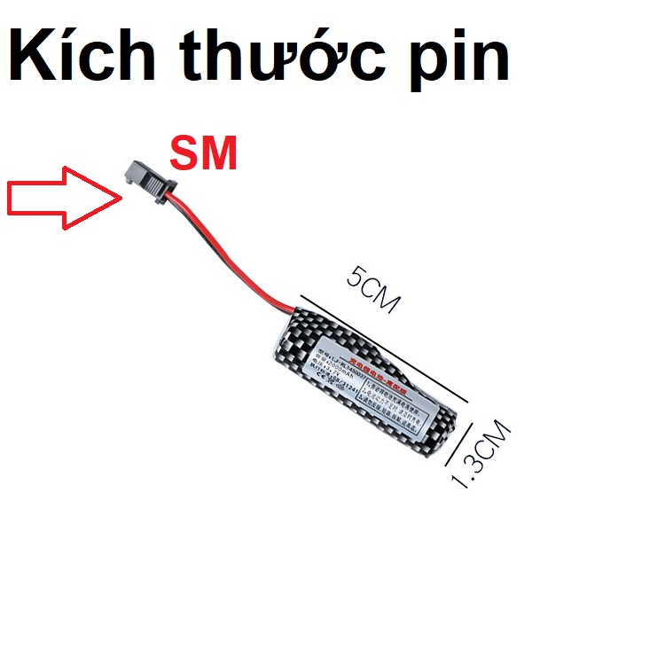 Bộ cáp sạc và pin 14500 3.7v 2000mah dùng cho xe mô hình điều khiển từ xa cổng SM