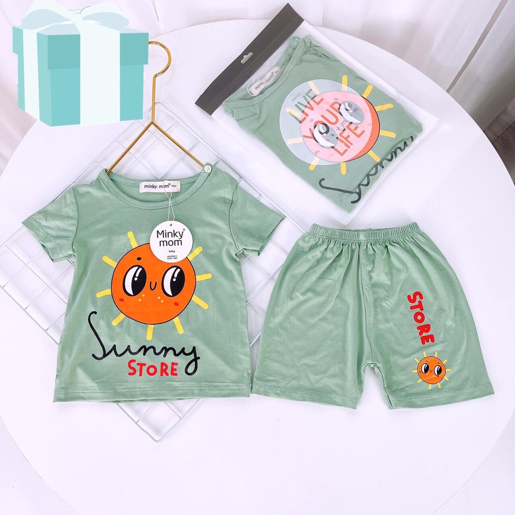 [RẺ VÔ ĐỊCH] Bộ cộc tay raglan quần đùi họa tiết trẻ em chất thun lạnh Minky Mom