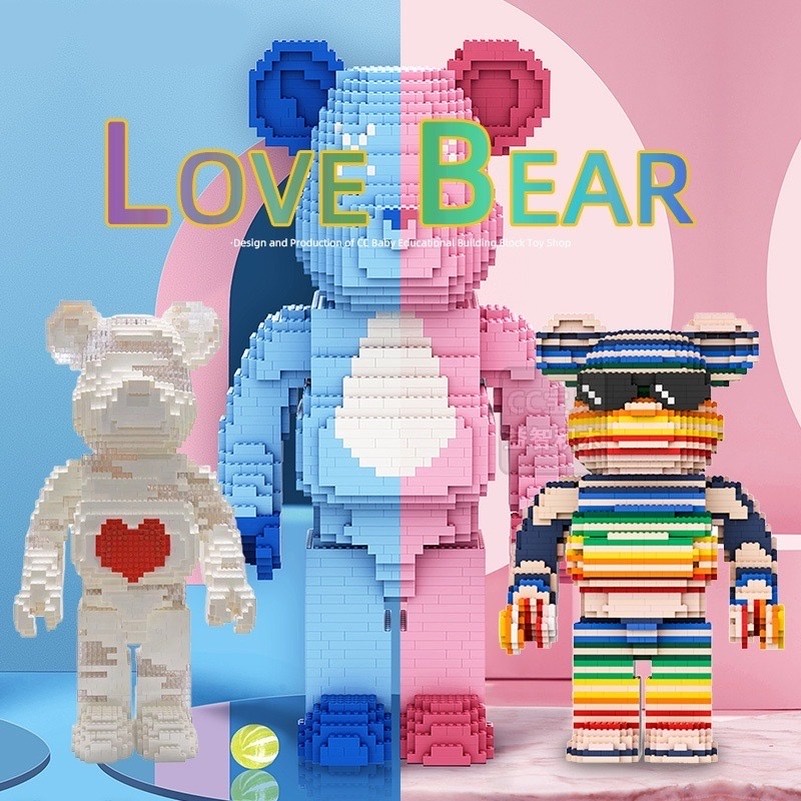 Xếp hình Gấu Bearbrick ironman jinx phi hành gia 36cm lắp ráp mô hình cỡ lớn bear brick nanoblocks nano 3d