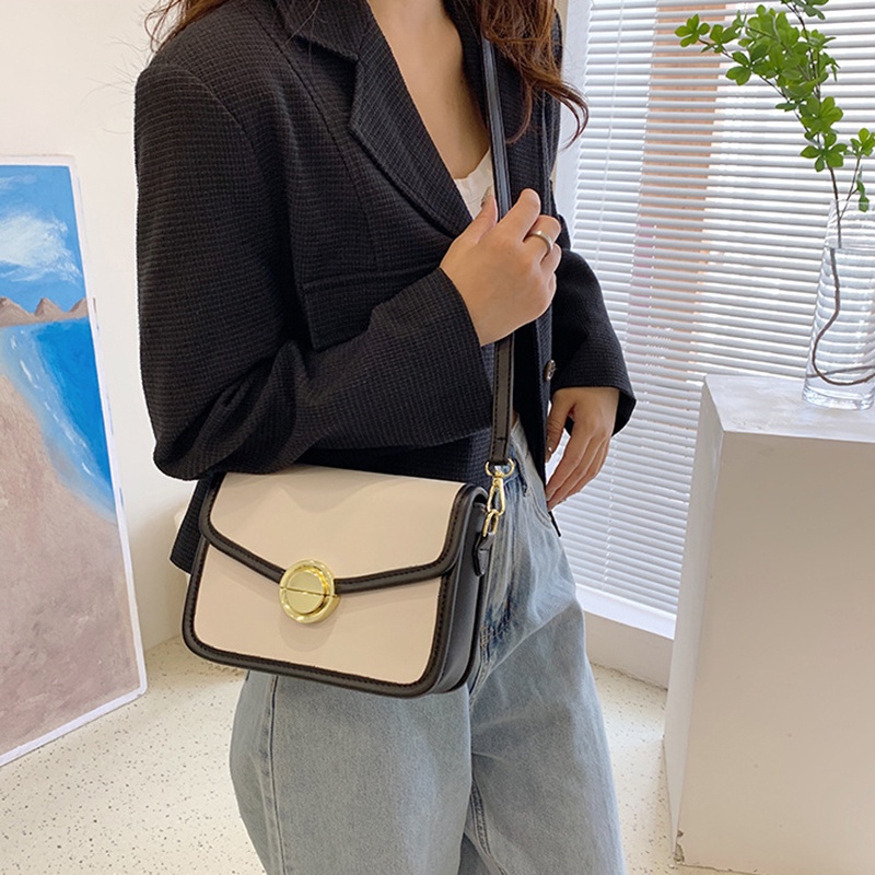 Túi Đeo Chéo Hình Vuông Nhỏ Màu Khối Cao Cấp Phong Cách Hàn Quốc Cho Nữ