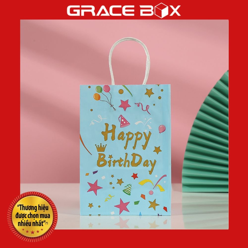 Túi Giấy Quà Tặng Chúc Mừng Sinh Nhật Happy Birthday Xinh Xắn - Siêu Thị Bao Bì Grace Box
