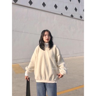 Áo sweater cổ tròn lông cừu