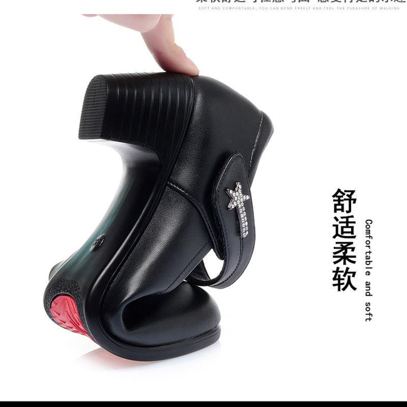 Giày da mềm đế mềm thời trang xuân thu cho phụ nữ trung niên 2021