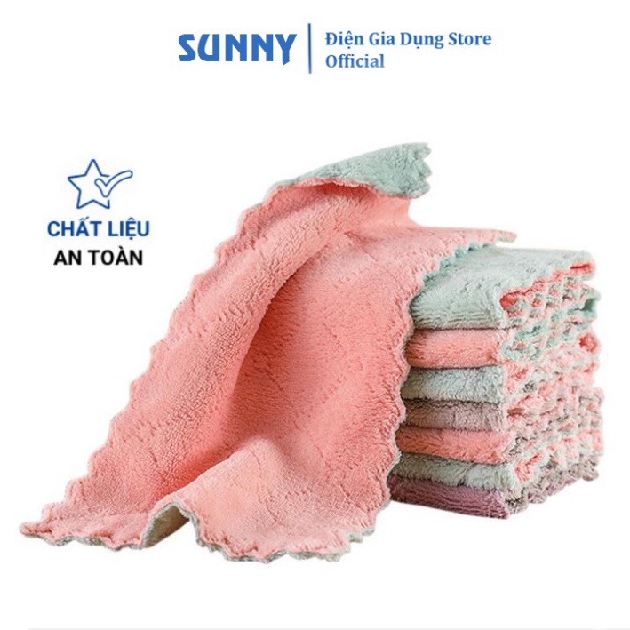 Khăn lau đa năng bếp, bát đĩa, cốc chén thấm nước chống dính dầu mỡ hai mặt Loại 1 15x25cm