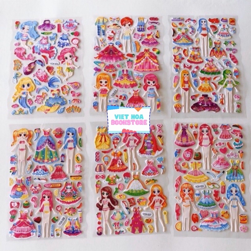 Hình dán nổi 3D thời trang búp bê, công chúa _ Sticker 3D