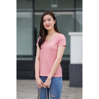 Áo phông giấy cổ tim bảng 6 màu có túi-áo phông giấy 1 túi siêu xinh