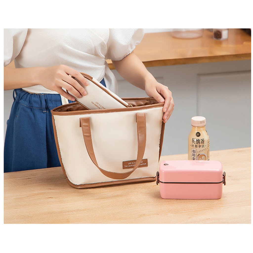 Túi Đựng Hộp Cơm Trưa Sức Chứa Lớn Thiết Kế Đơn Giản Tiện Dụng Cho Hoạt Động Ngoài Trời