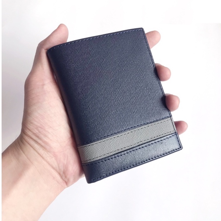 Ví da Saffiano phối 2 màu sang trọng,ví da bò thật bảo hành 2 năm